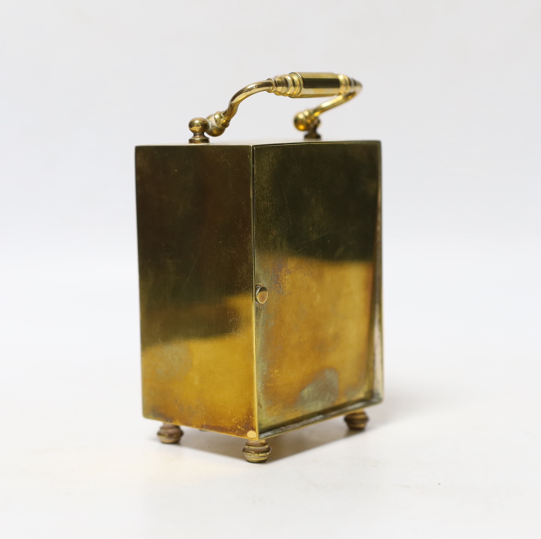 Alexander Clark, a brass carriage timepiece, 10cm, in fitted case